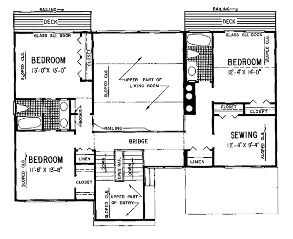Home Plan - Contemporary Floor Plan - Upper Floor Plan #72-1058