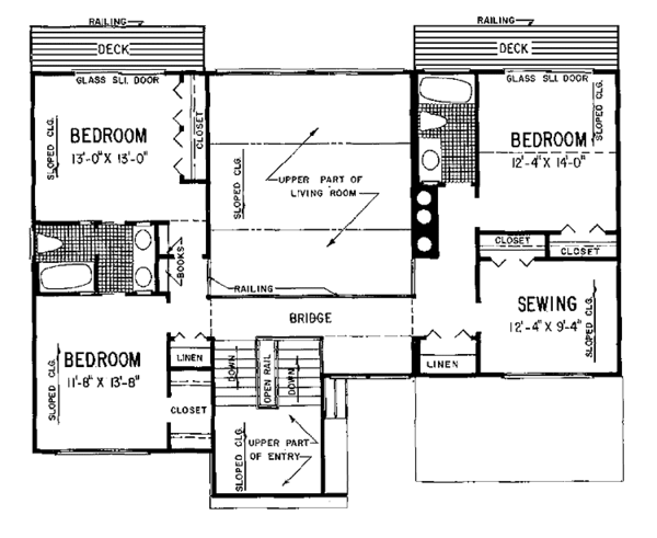 House Plan Design - Contemporary Floor Plan - Upper Floor Plan #72-1058