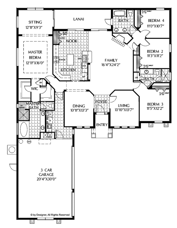 House Plan Design - Mediterranean Floor Plan - Main Floor Plan #999-123
