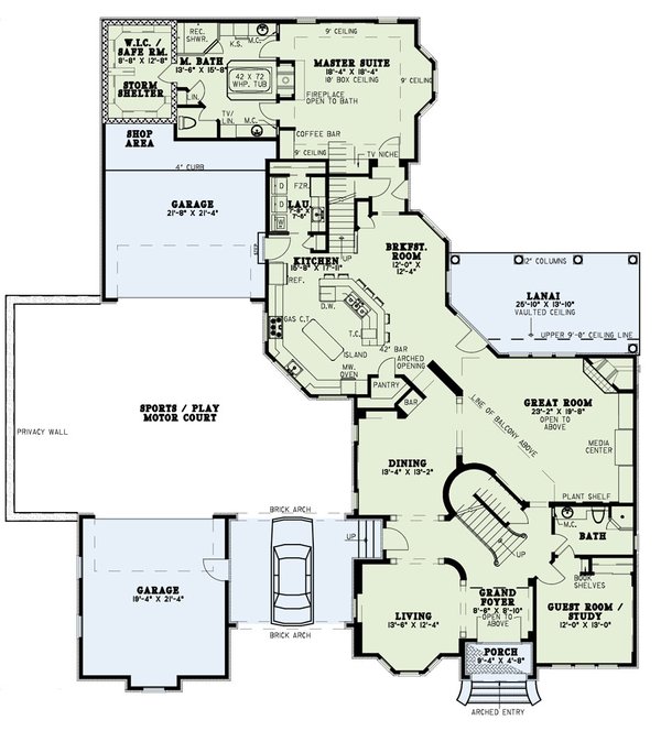 House Blueprint - European Floor Plan - Main Floor Plan #17-568