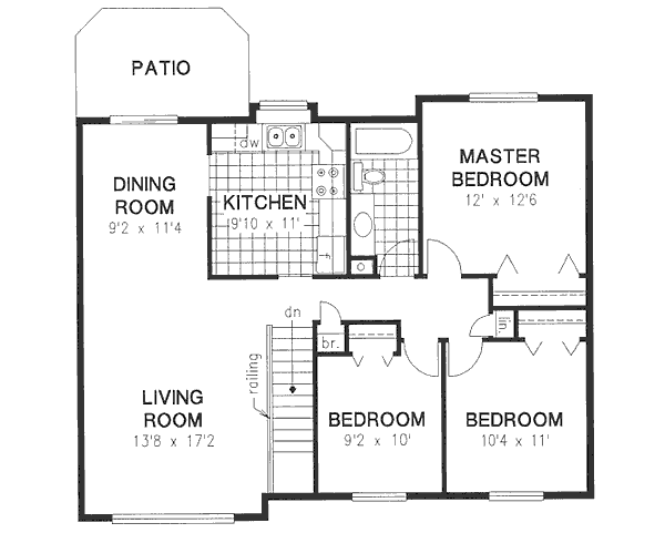 Traditional Floor Plan - Upper Floor Plan #18-9051