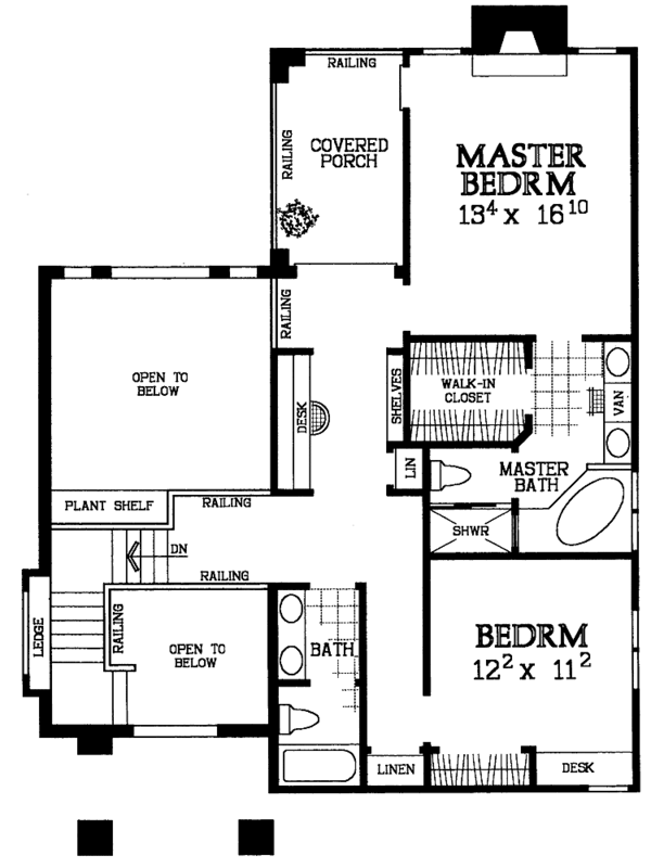 House Blueprint - Traditional Floor Plan - Upper Floor Plan #72-1094