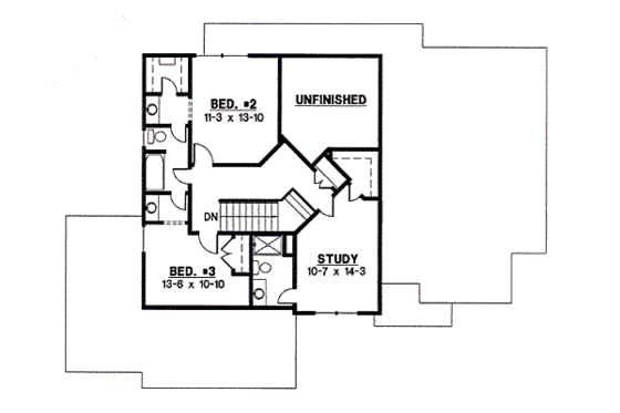 Floor Plan - Upper Floor for Traditional House Plan #67-834 - 4 bed, 3 bath