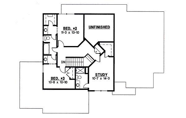 Traditional Floor Plan - Upper Floor Plan #67-834