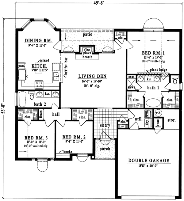 House Plan Design - Country Floor Plan - Main Floor Plan #42-714