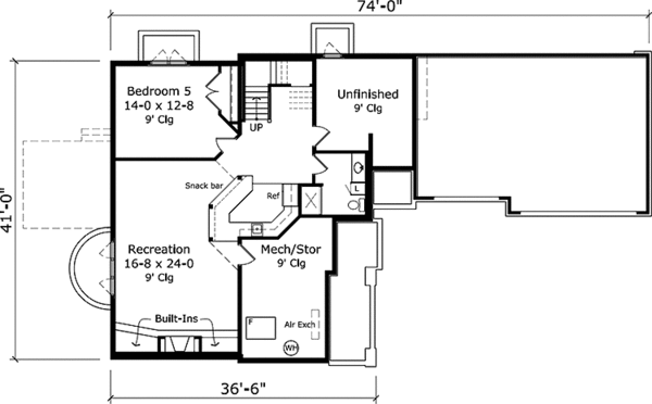 Dream House Plan - Country Floor Plan - Lower Floor Plan #981-2