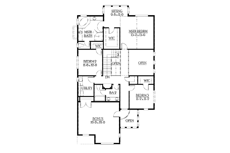 Home Plan - Floor Plan - Upper Floor for Craftsman House Plan #132-404 - 3 bed, 3.5 bath