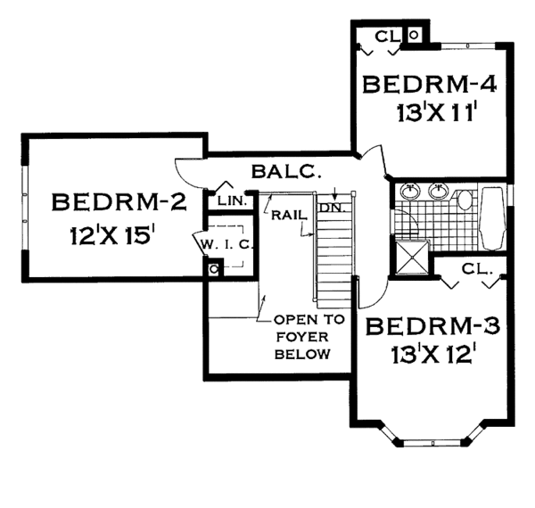 Traditional Floor Plan - Upper Floor Plan #3-238