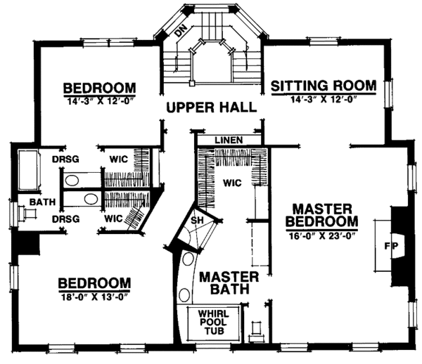 Architectural House Design - Classical Floor Plan - Upper Floor Plan #1016-33