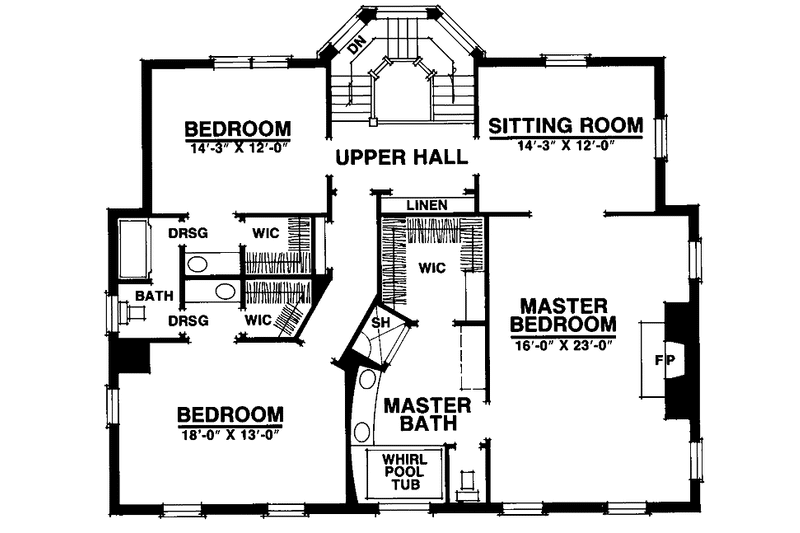Dream House Plan - Floor Plan - Upper Floor for Classical House Plan #1016-33 - 3 bed, 2 bath