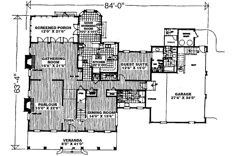 Home Plan - Floor Plan - Main Floor for Country House Plan #1007-51 - 4 bed, 3.5 bath