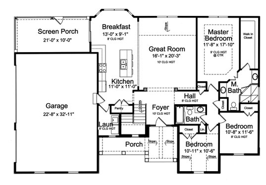 Floor Plan - Main Floor for Traditional House Plan #46-903 - 3 bed, 2 bath