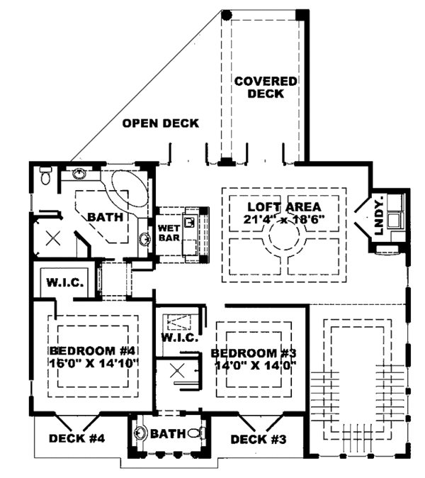 House Blueprint - Mediterranean Floor Plan - Upper Floor Plan #1017-70