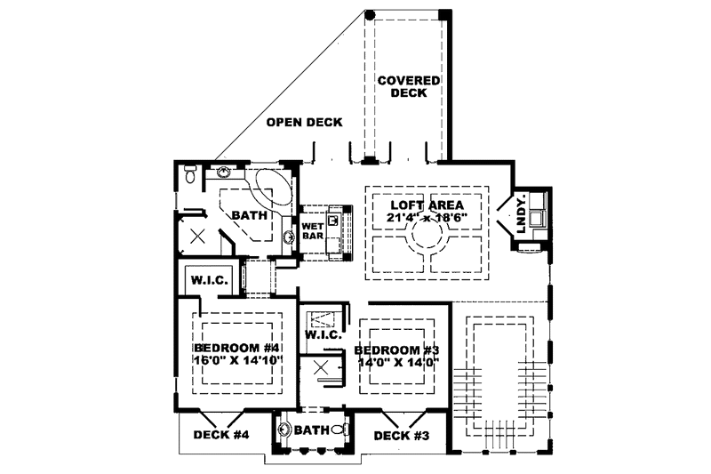 Dream House Plan - Floor Plan - Upper Floor for Mediterranean House Plan #1017-70 - 4 bed, 5 bath