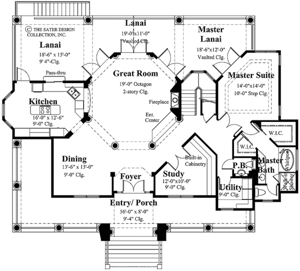 Architectural House Design - Mediterranean Floor Plan - Main Floor Plan #930-170