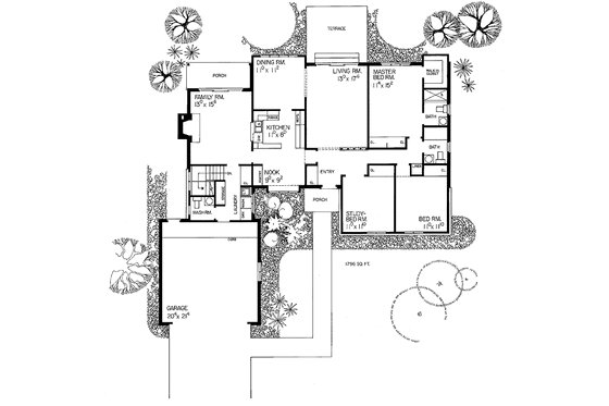 Floor Plan - Main Floor for Tudor House Plan #72-706 - 3 bed, 2.5 bath