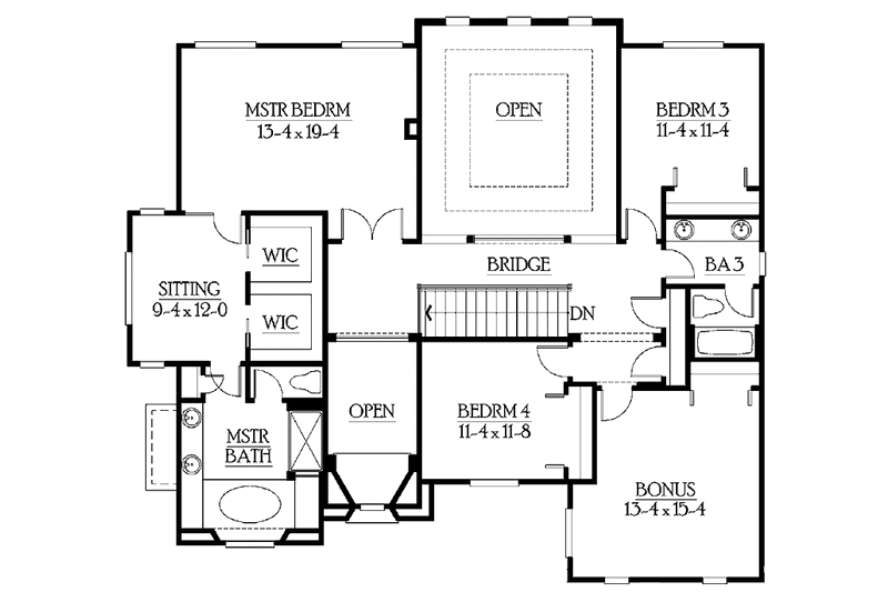 Home Plan - Floor Plan - Upper Floor for Prairie House Plan #132-443 - 4 bed, 3 bath