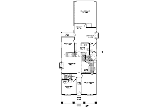 Floor Plan - Main Floor for Tudor House Plan #81-422 - 4 bed, 3 bath