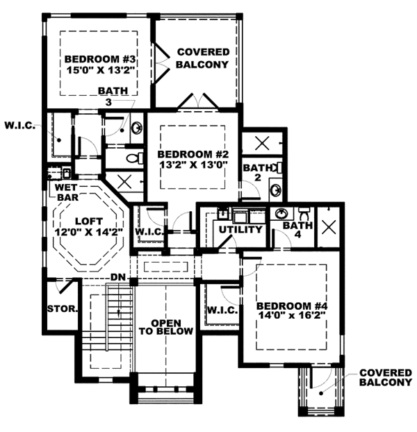 Dream House Plan - Traditional Floor Plan - Upper Floor Plan #1017-131