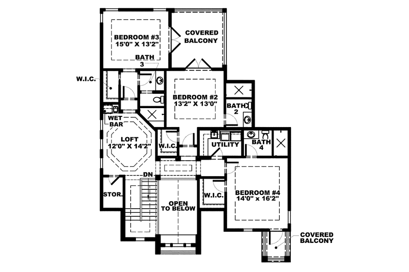Home Plan - Floor Plan - Upper Floor for Traditional House Plan #1017-131 - 5 bed, 5.5 bath