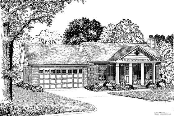 Exterior - Front Elevation 3 for Classical House Plan #17-3243 - 2 bed, 2 bath