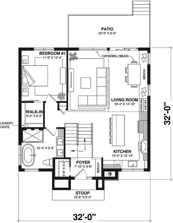 Bungalow Floor Plan - Main Floor Plan #23-2815