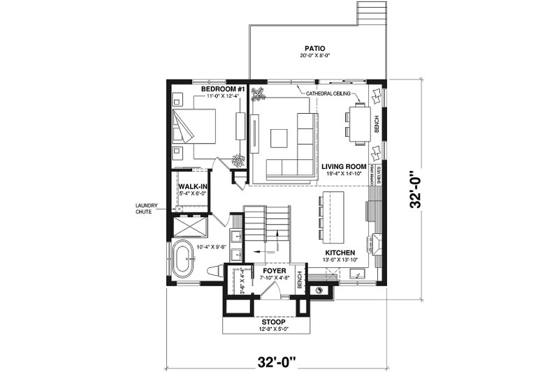 Dream House Plan - Floor Plan - Main Floor for Bungalow House Plan #23-2815 - 3 bed, 2 bath