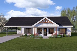 House Blueprint - Exterior - Front Elevation for Farmhouse House Plan #126-313 - 2 bed, 2 bath