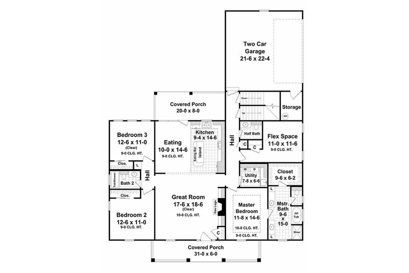 Home Plan - Southern style Plan 21-255 main floor