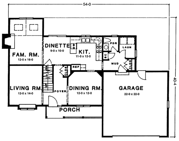 Dream House Plan - Country Floor Plan - Main Floor Plan #1001-132