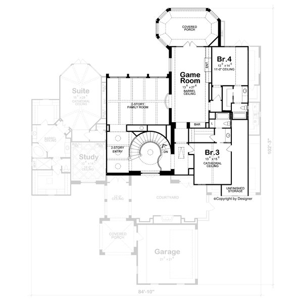 European Floor Plan - Upper Floor Plan #20-2569