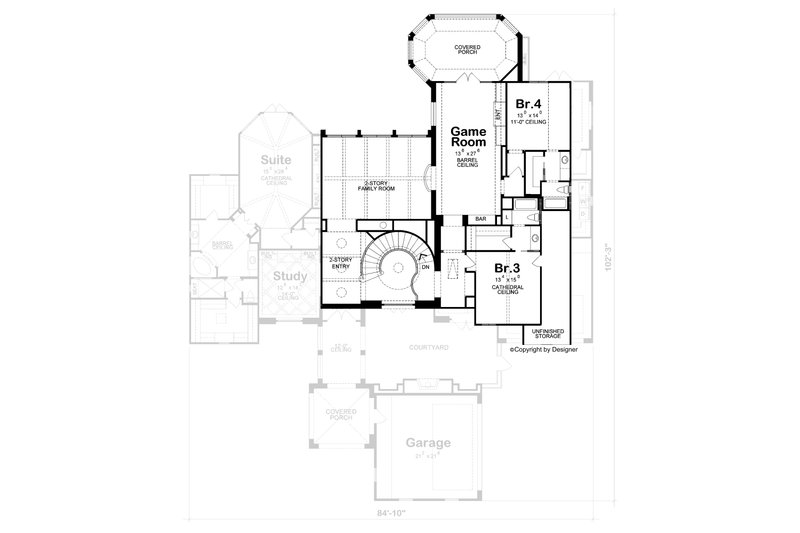 House Design - Floor Plan - Upper Floor for European House Plan #20-2569 - 4 bed, 4.5 bath