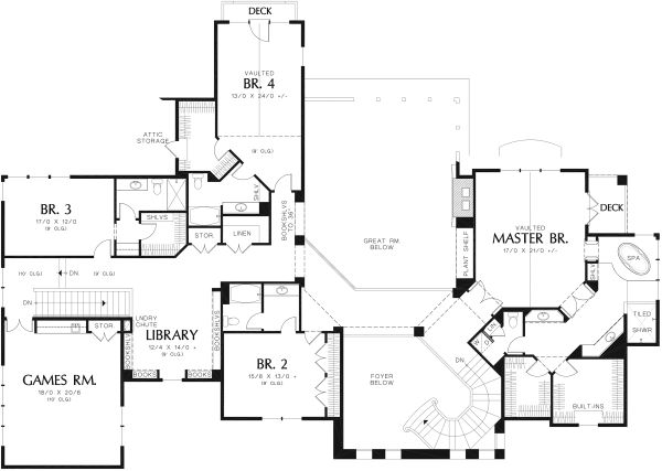 Dream House Plan - European Floor Plan - Upper Floor Plan #48-962
