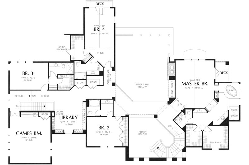 Architectural House Design - Floor Plan - Upper Floor for European House Plan #48-962 - 5 bed, 6.5 bath