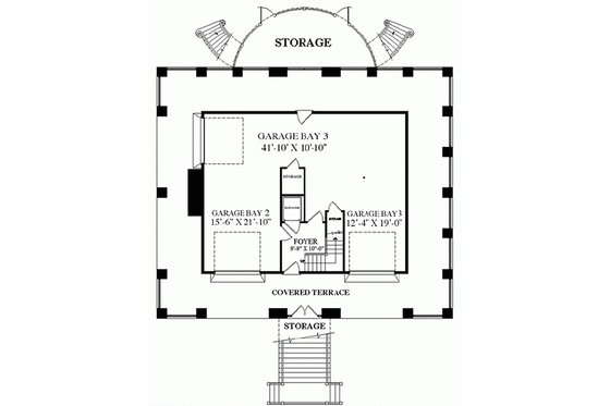 Floor Plan - Lower Floor for Southern House Plan #137-254 - 3 bed, 3.5 bath