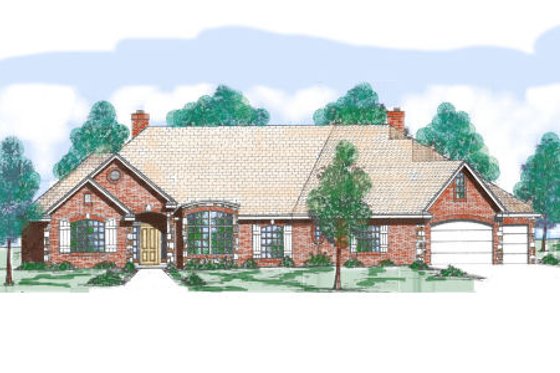 Exterior - Front Elevation for Southern House Plan #52-216 - 4 bed, 3.5 bath