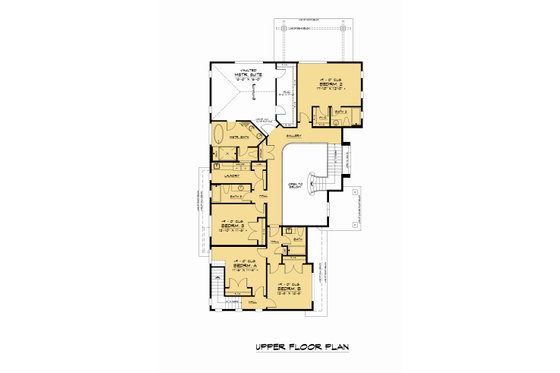Floor Plan - Upper Floor for Contemporary House Plan #1066-190 - 5 bed, 4.5 bath