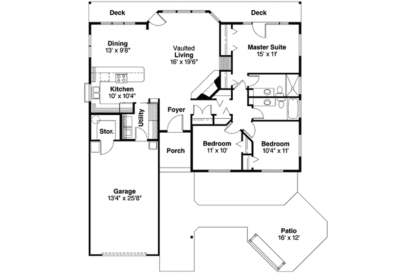 Home Plan - Floor Plan - Main Floor for Traditional House Plan #124-493 - 3 bed, 2 bath