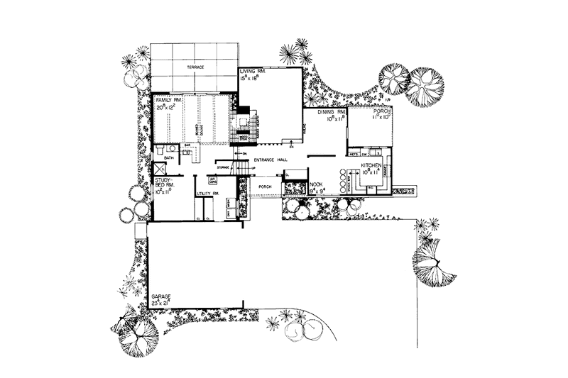 House Blueprint - Floor Plan - Main Floor for Contemporary House Plan #72-620 - 3 bed, 3 bath