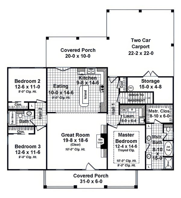 Home Plan - Floor Plan - Main Floor for Farmhouse House Plan #21-675 - 3 bed, 2 bath