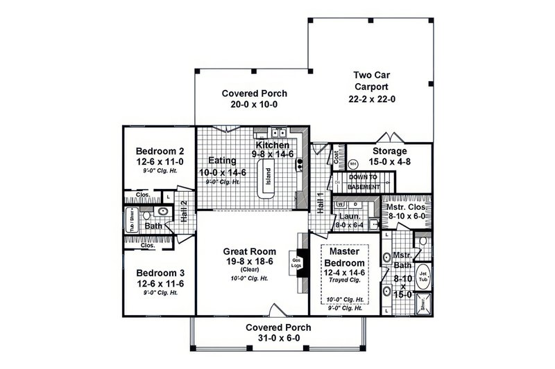 Home Plan - Floor Plan - Main Floor for Farmhouse House Plan #21-675 - 3 bed, 2 bath