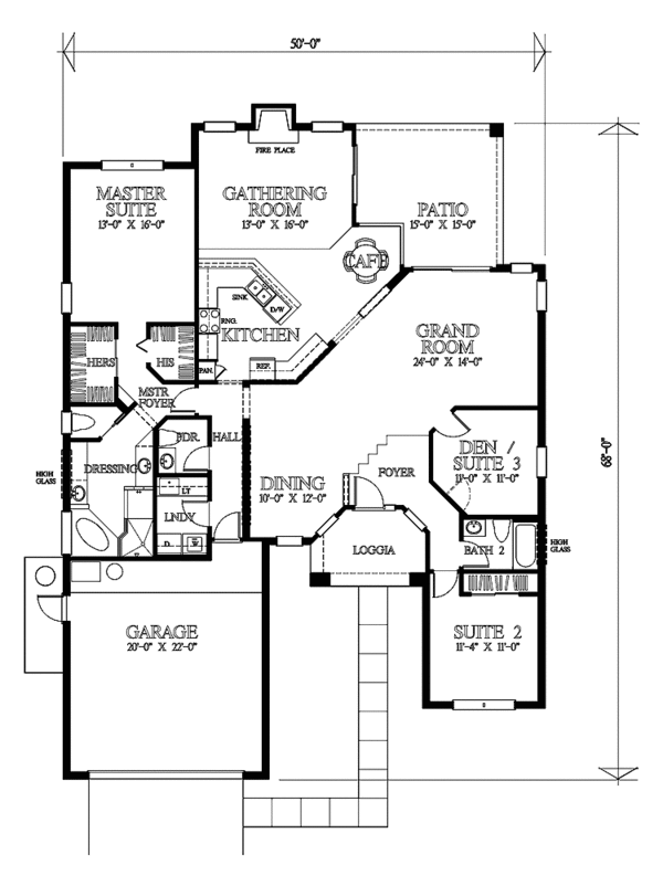 Architectural House Design - Mediterranean Floor Plan - Main Floor Plan #1007-38