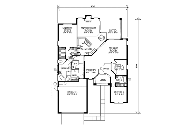 Home Plan - Floor Plan - Main Floor for Mediterranean House Plan #1007-38 - 2 bed, 2.5 bath