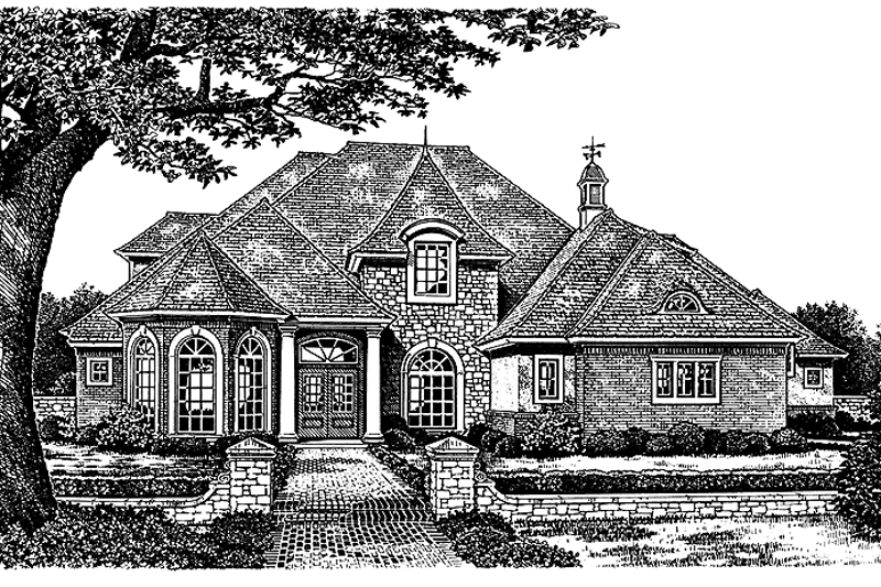 Home Plan - Exterior - Front Elevation 3 for European House Plan #310-1129 - 4 bed, 3.5 bath