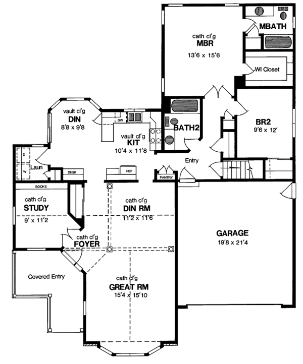 Architectural House Design - Ranch Floor Plan - Main Floor Plan #316-152