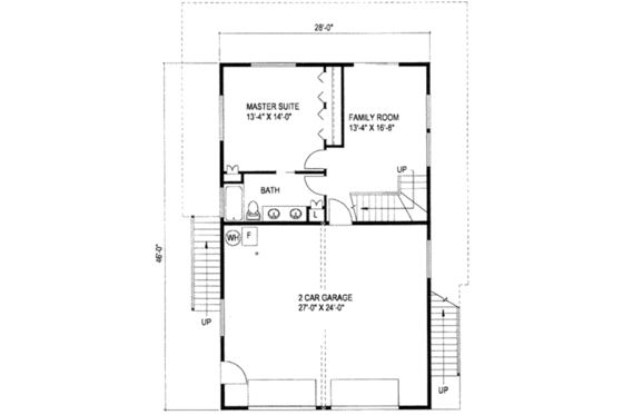 Floor Plan - Lower Floor for Modern House Plan #117-209 - 3 bed, 2 bath