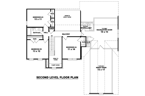 Floor Plan - Upper Floor for European House Plan #81-13743 - 4 bed, 2.5 bath