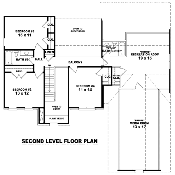 Floor Plan - Upper Floor for European House Plan #81-13743 - 4 bed, 2.5 bath