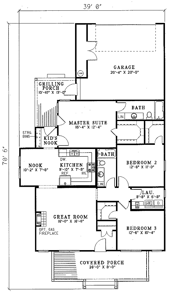 Home Plan - Traditional Floor Plan - Main Floor Plan #17-1054