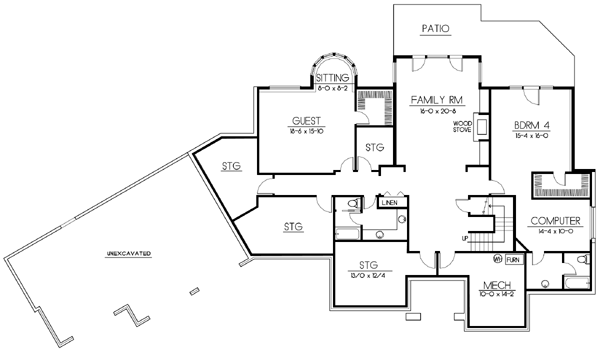 Traditional Floor Plan - Lower Floor Plan #100-453